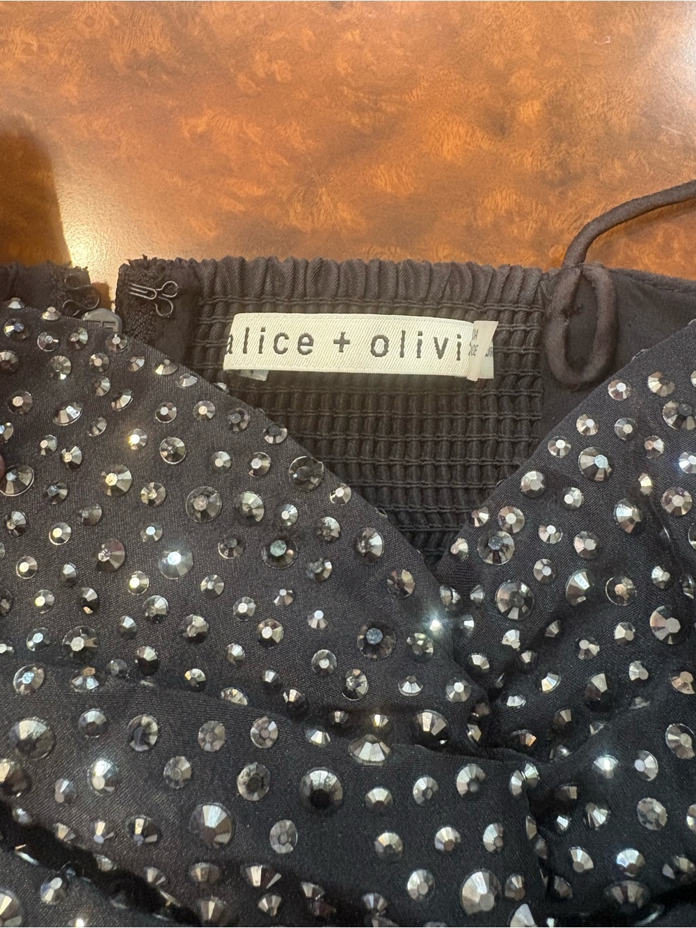 alice + olivia Black Embellished Evening Skirt